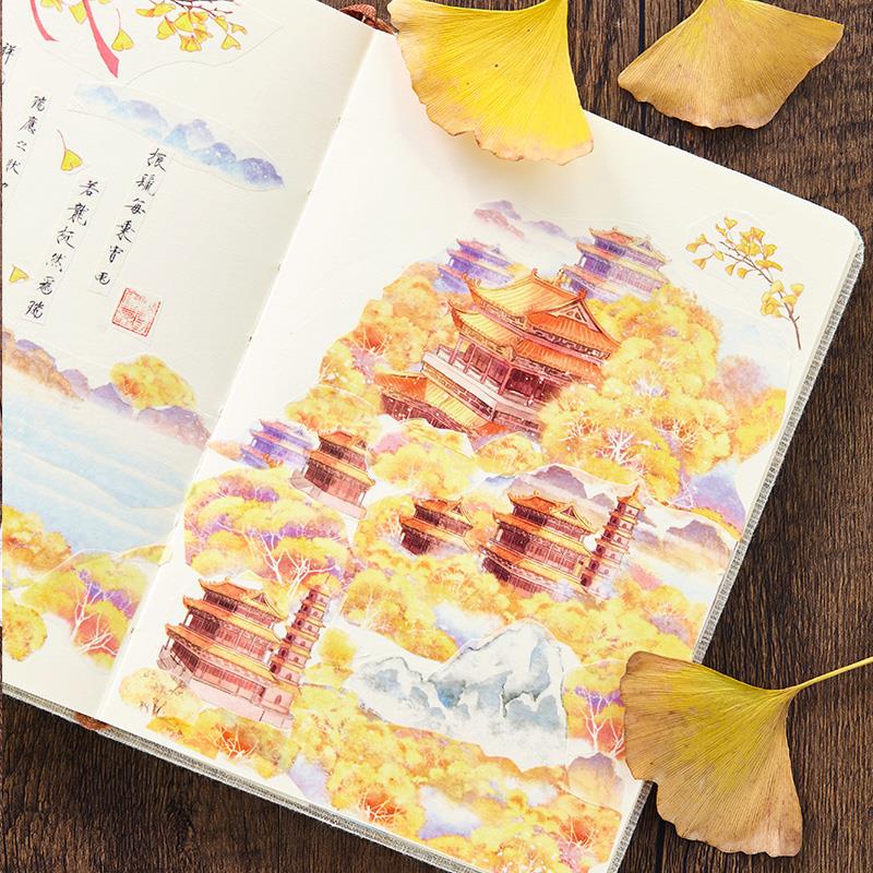 Handledger tape stamping Chinese wind and paper collage girls stickers handbook diy material sticker set red
