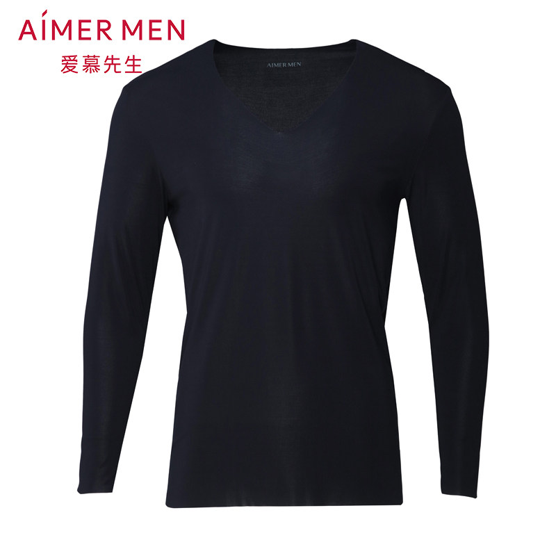 Mr aimer menAIMER light warm modal v-neck long sleeve thin men's underwear top NS72A691