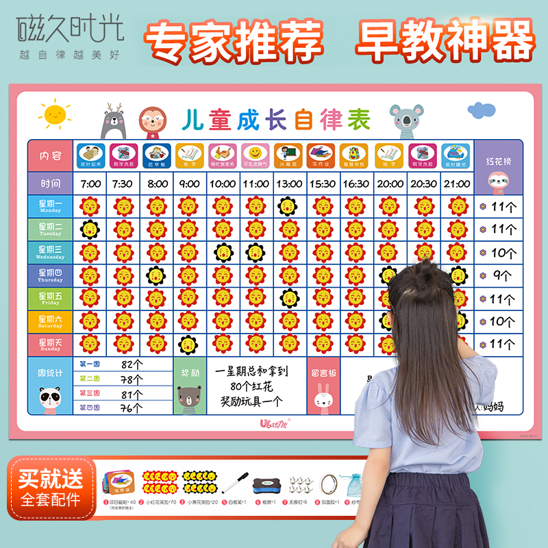 Self-discipline Wall stickers Children's growth class schedule Family good habits calendar Family reward stickers Little stars Stickers Work and rest development Time management Summer vacation schedule Student punch-in study schedule