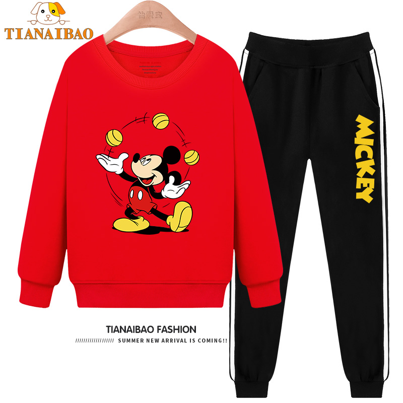 Trẻ em mùa xuân váy cô gái mới ròng đỏ phù hợp với dương yaw con quần áo trẻ em Mickey trẻ em trai giữa và trẻ lớn hơn hai mảnh bộ mùa thu.