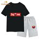 Sesame Street trai Summer Suit 2020 New Ins Tide Cô gái ngắn tay Kids Với Shorts bông.