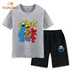 Sesame Street trai Summer Suit 2020 New Ins Tide Cô gái ngắn tay Kids Với Shorts bông.