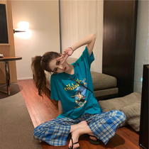 Short sleeve t-shirt women loose foreign style Han fan 2021 summer new print large version Long round neck cotton body shirt