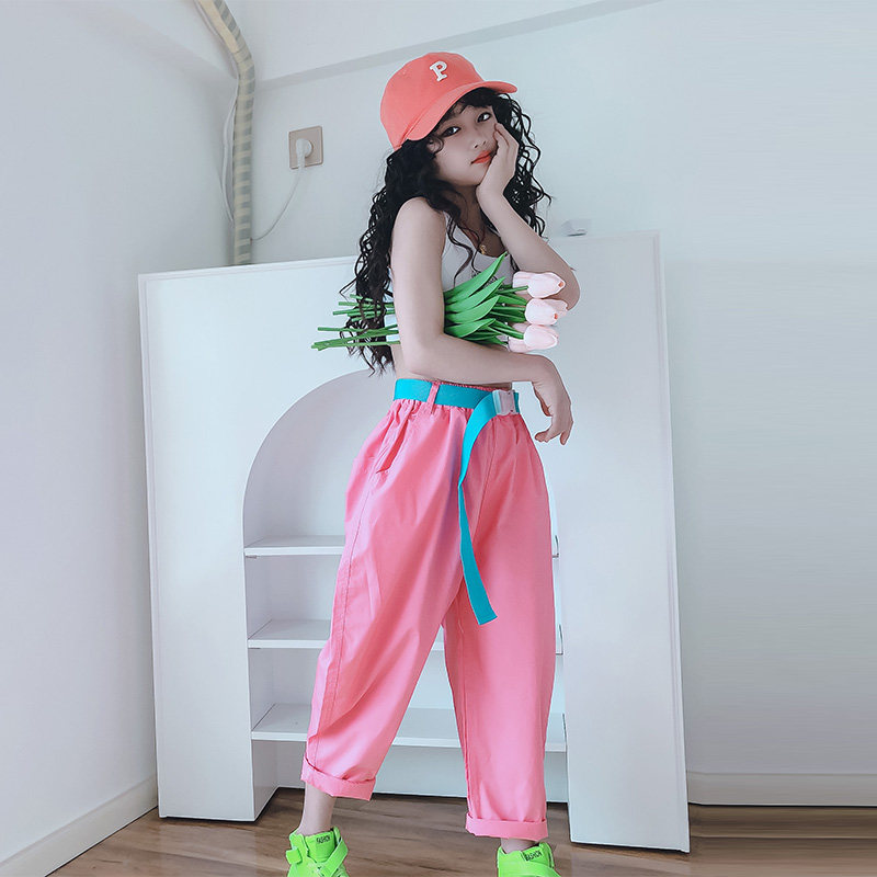 Girls overalls 2023 summer new children's loose foreign style casual harem pants girls' summer pants thin