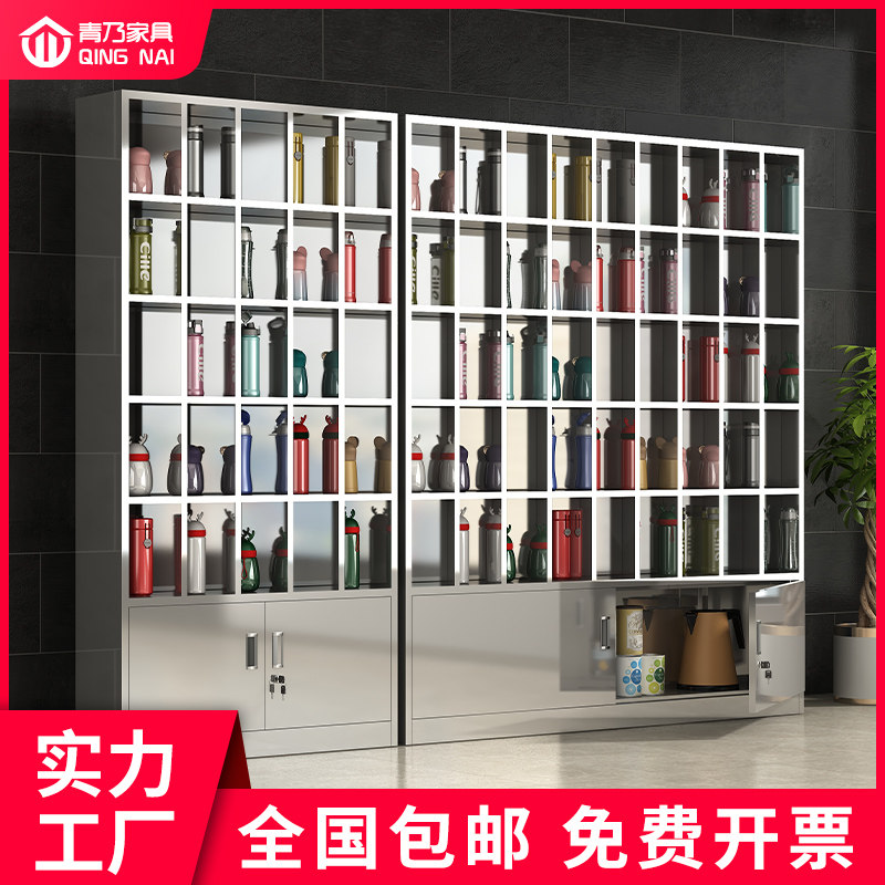 304 201 stainless steel tea cup cabinet locker staff lounge tea cup tableware multi-grid water cup cabinet storage cabinet