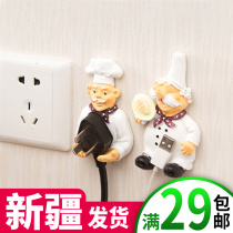 Cartoon socket power cord storage hanger hook creative cute strong sticky hook wall plug resin bracket