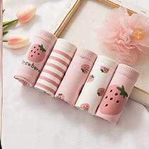 5 women's underwear women's cotton crotch waist size Japanese Korean student girl cute briefs without trace