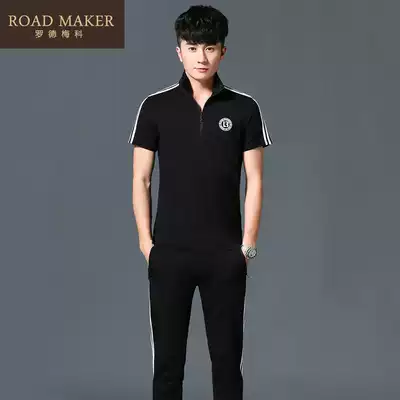 ROADMAKER men summer new stand collar set fashion versatile casual comfortable breathable sportswear men