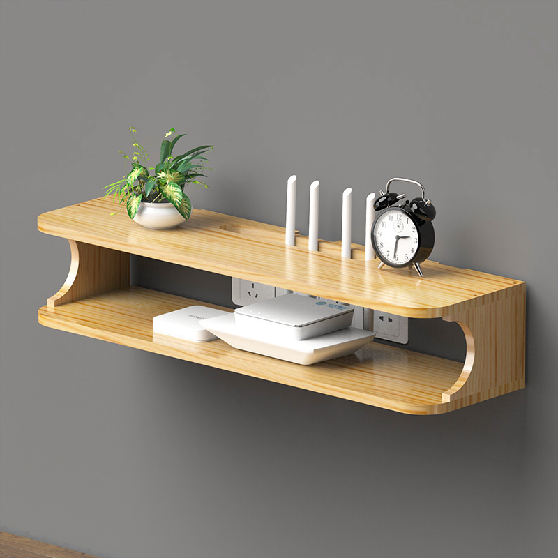Solid Wood Network Set-Top Box Storage Rack Bedroom Tv Cabinet Wall-Mounted Wireless Router Storage Rack Wifi Shelf