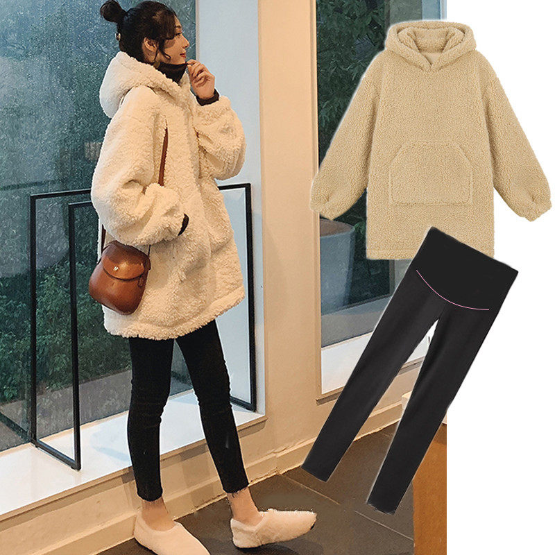 Pregnant women's winter suit fashion outgoing to the dress 2022 new two - piece network red - ocean winter winter