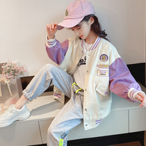 Girl Net Red Fried Street Jacket Baseball Suit Women Great Boy 2022 New Spring Autumn Girl Tide Card Little Fragrant Wind Clothes Fashion