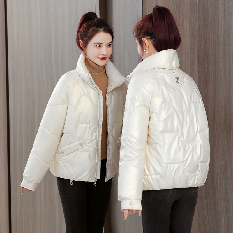 Bright Face Down Cotton Clothing Woman Short 2022 New cotton clothes Han version loose Deflated Cotton Padded Jacket winter thickened jacket