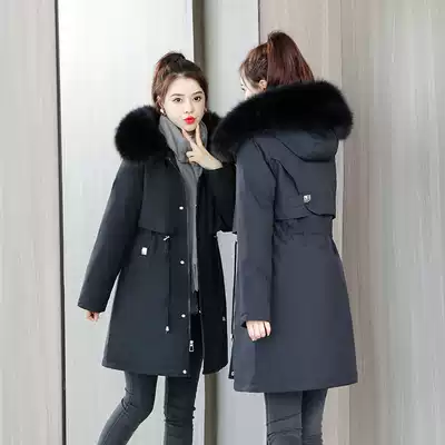 Down cotton-padded women 2021 new winter cotton-padded clothes women's long version of Korean version plus velvet Pike suit cotton-padded jacket jacket