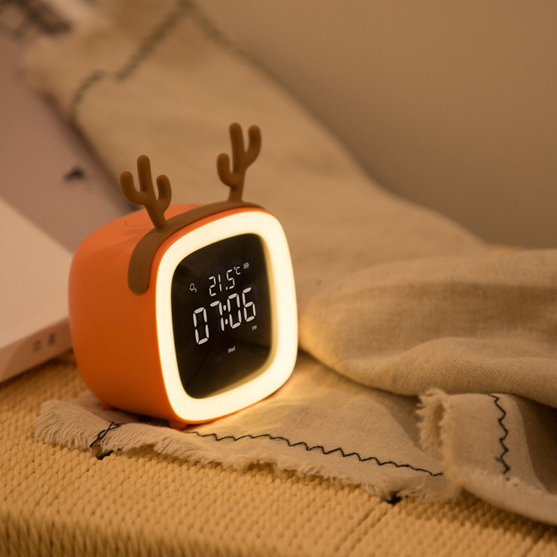 Cartoon small alarm clock for students with intelligent mute boy child electronic bedroom bed head luminous lazy cute clock