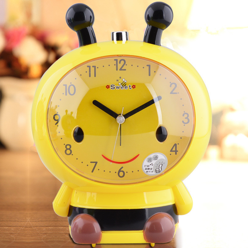 Talking small alarm clock children's special students with silent cute cartoon creative lazy bug get up bedroom clock