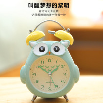 Creative luminous alarm clock Bedroom bedside student with simple cartoon small alarm clock Mute childrens bell night light clock