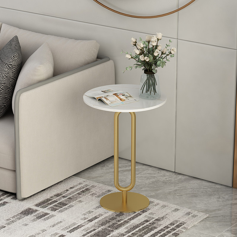 Slate light luxury small coffee table marble side small round table sofa side cabinet simple living room bedroom small round table