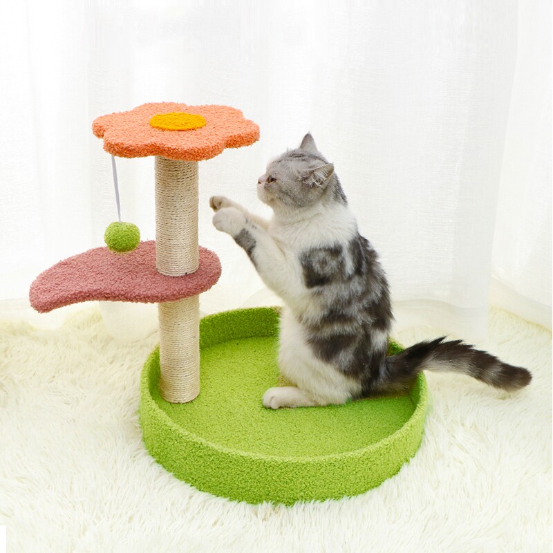 Cat climbing frame cat frame small shelf cat litter one net red cat scratching column four seasons universal solid wood cat toy supplies
