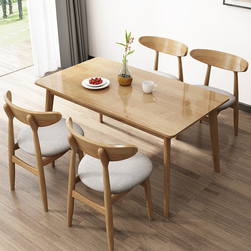 Ka Hu Nordic Solid Wood Table and Chair Combined Modern Simple Small Household Rectangular Solid Wood Eating Table