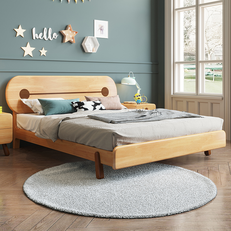 Kamu solid wood children's bed Nordic 1 2 meters single bed modern minimalist girl boy 1 5 meters princess bed bedroom