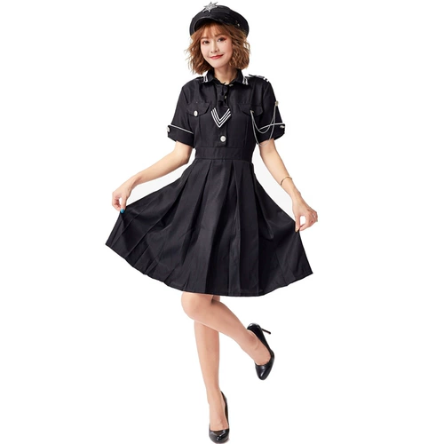 Униформа, японское черное платье, косплей, xэллоуин, короткий рукав