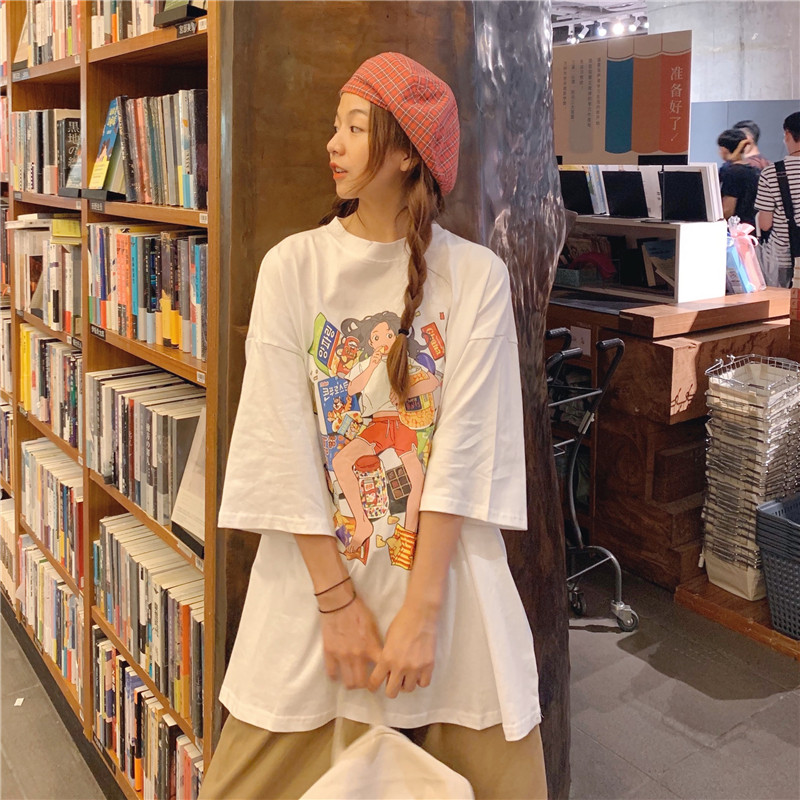 Large size European goods net red early spring ins short-sleeved t-shirt women 2021 Korean version loose bf lazy wind half-sleeve top summer