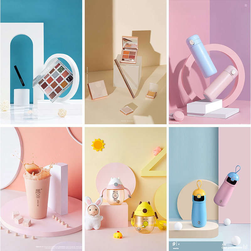 ins photo props solid wood geometric photography background plate arch shape three-dimensional round window display rack ornaments