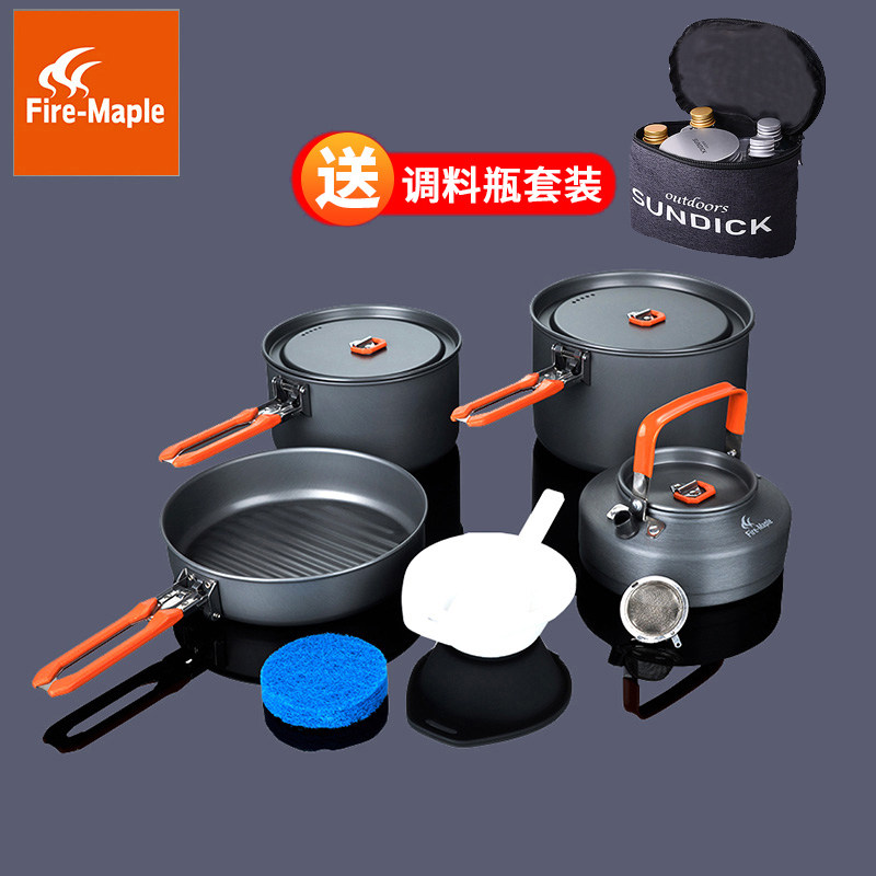 Fire Maple Feast 4 Camping Cooker Outdoor Wild Cooking Pan 4-5 People Field Pot Cookware Portable Suit Camping Equipment