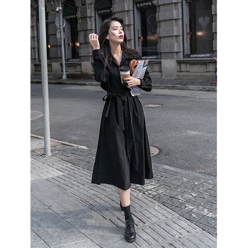 Hepburn Little Black Dress, Long Shirt Dress, French Retro Style, Waist-Cinching, Slimming, Long-Sleeved Black Dress for Women, Spring and Autumn Hepburn Little Black Dress, Long Shirt Dress, French Retro Style, Waist-Cinching, Slimming, Long-Sleeved Black Dress for Women, Spring and Autumn