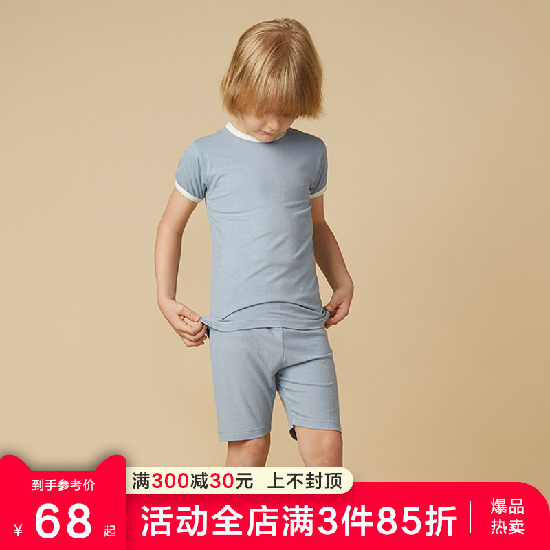 Modal Kids T-Shirt Boys Short Sleeves Summer Thin Girls Pajamas Half Sleeve Shorts Set Baby Air Conditioning Suit