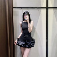 Black sleeveless bud skirt, tutu skirt, suspender dress, small, high-end, slim-fitting little black skirt 8453777