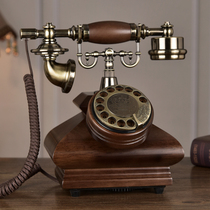 Solid wood antique telephone creative vintage vintage rotary turntable European-style hotel wired landline machine Card telephone