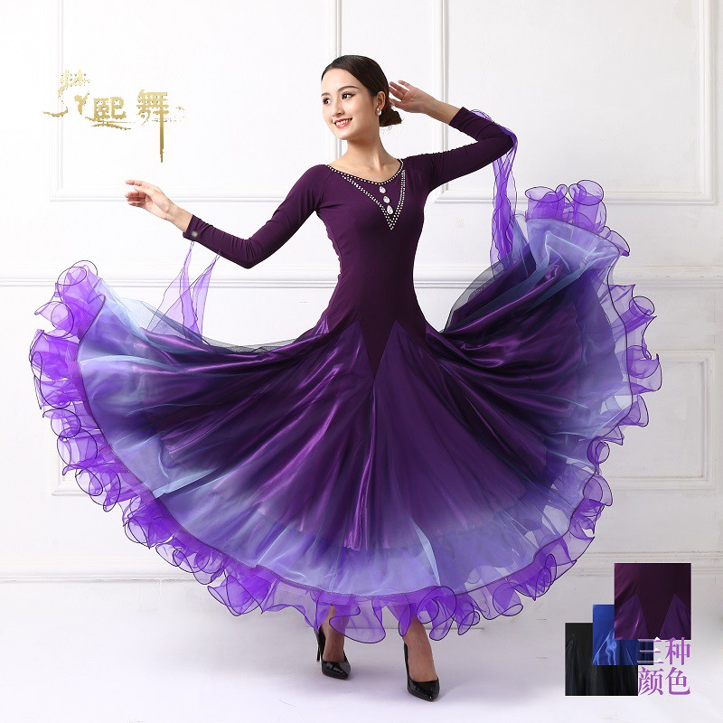 Spring and Autumn New Modern Dress Waltz Performing National Standard Dance Dress Competition Friendship Dance Diamond