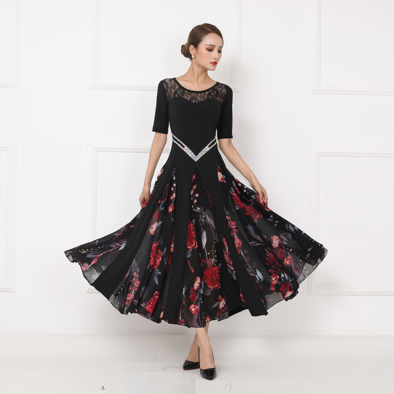 Summer new national standard dance dress modern dance dress big swing waltz social dance Middle-aged dance skirt woman