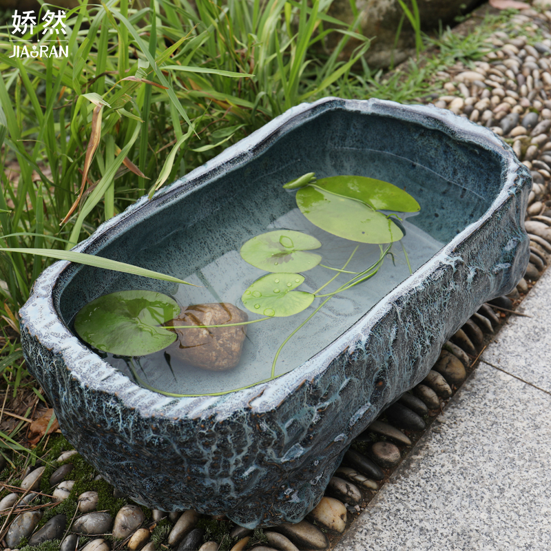 Jingdezhen Ceramic Flower Pot, Large Rectangular Lotus Pot for Growing Water Lilies, Suitable for Balcony, Large Household Use Jingdezhen Ceramic Flower Pot, Large Rectangular Lotus Pot for Growing Water Lilies, Suitable for Balcony, Large Household Use