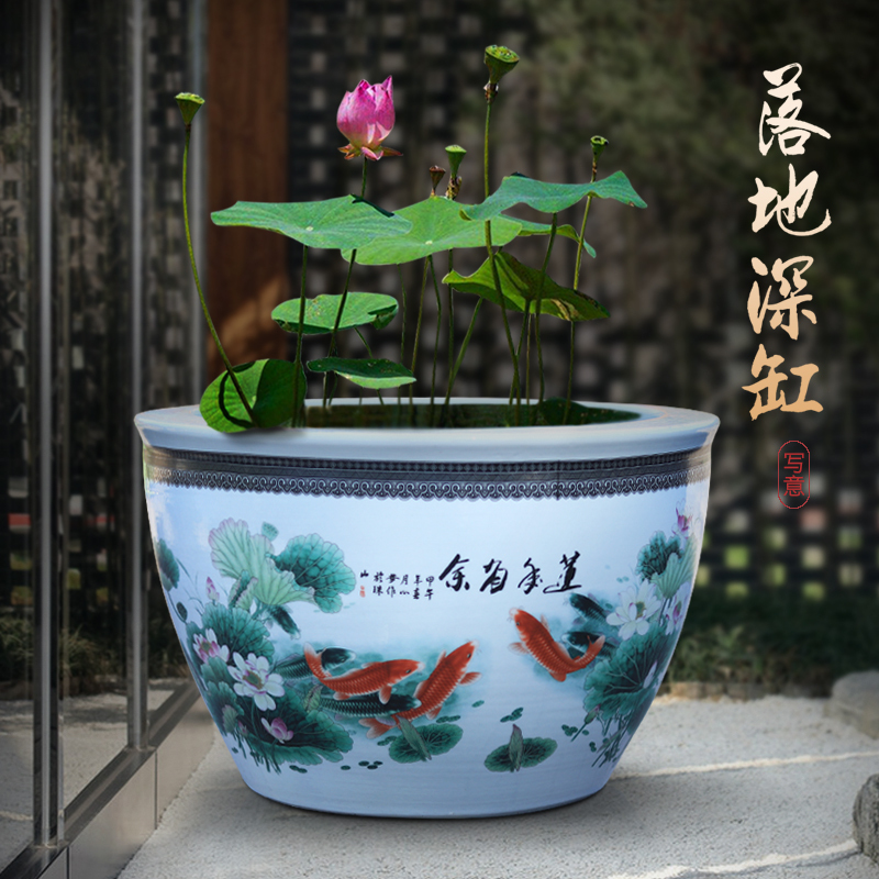 Extra-Large Ceramic Flower Pot for Balcony and Garden, Suitable for Water Lilies, Bowl Lotus, Lotus Pots, and Fortune Trees Extra-Large Ceramic Flower Pot for Balcony and Garden, Suitable for Water Lilies, Bowl Lotus, Lotus Pots, and Fortune Trees