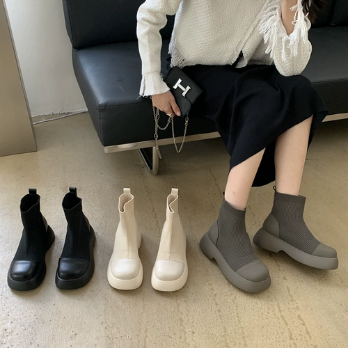 Martens, эластичные осенние ретро короткие сапоги в английском стиле, ботинки, коллекция 2022, в британском стиле