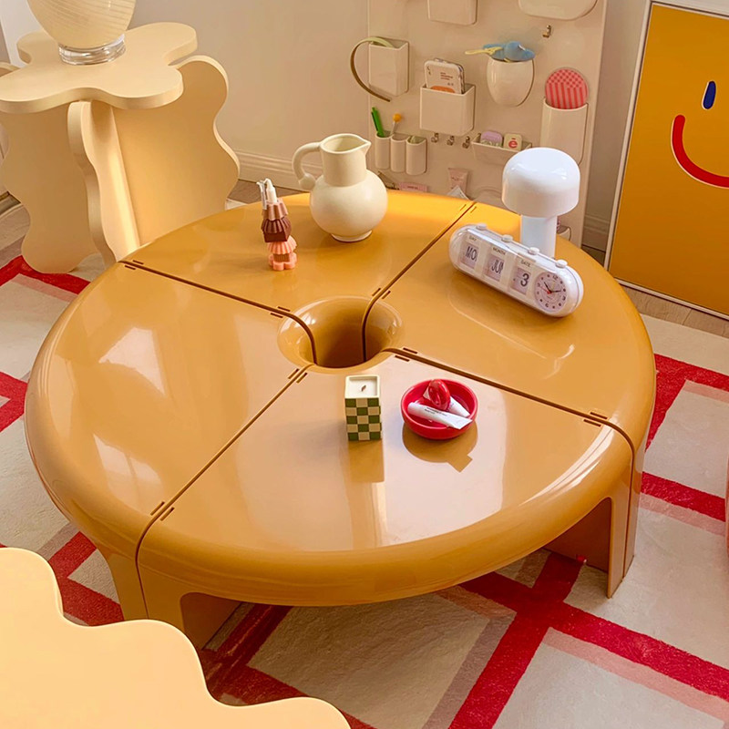 ins tea table tennis red shelf creative combination splicing edge a few Nordic home small family round small table 