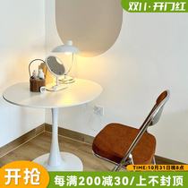Nordic white small round table net red tulip milk tea shop negotiation table round dining table ins balcony small table and chairs
