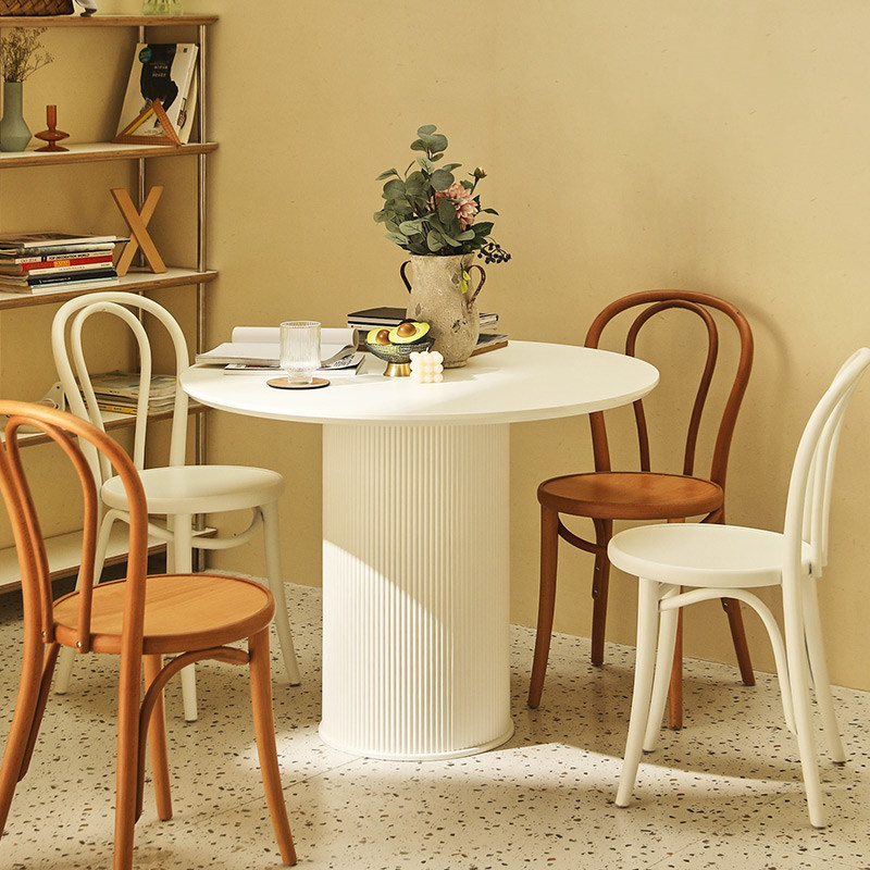 French light luxury dining chair middle ancient Sonet rattan chair solid wood retro white dining table chair home American back chair