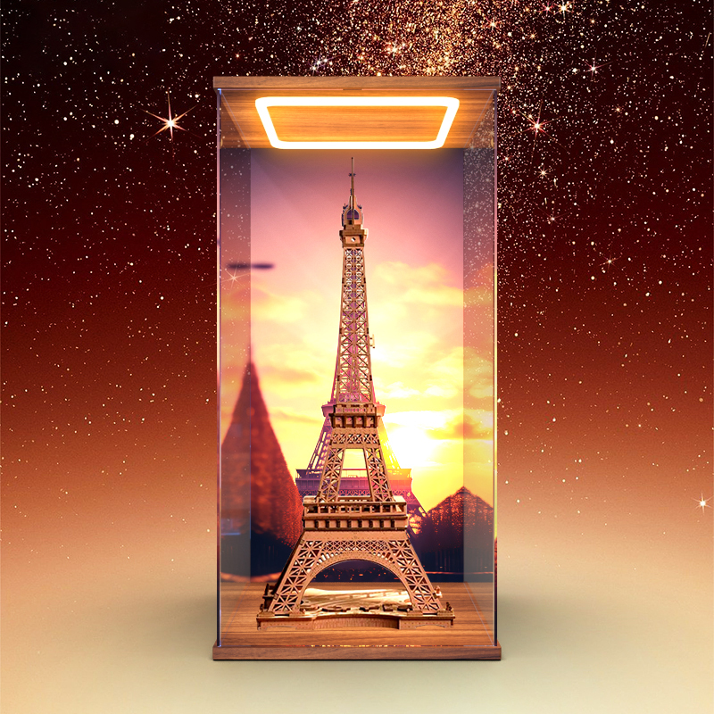 Suitable for Ruoke Ruolai Creation Collection Eiffel Tower Night 3D Stereo Puzzle Wooden Model Lighting Display Box Suitable for Ruoke Ruolai Creation Collection Eiffel Tower Night 3D Stereo Puzzle Wooden Model Lighting Display Box