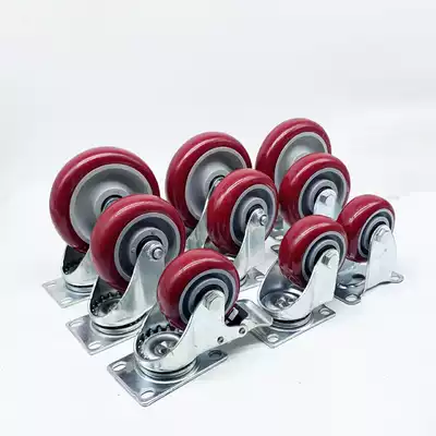Flat universal wheel mechanical caster rubber mute wheel outdoor nylon wear-resistant pressure-resistant polyurethane brake wheel