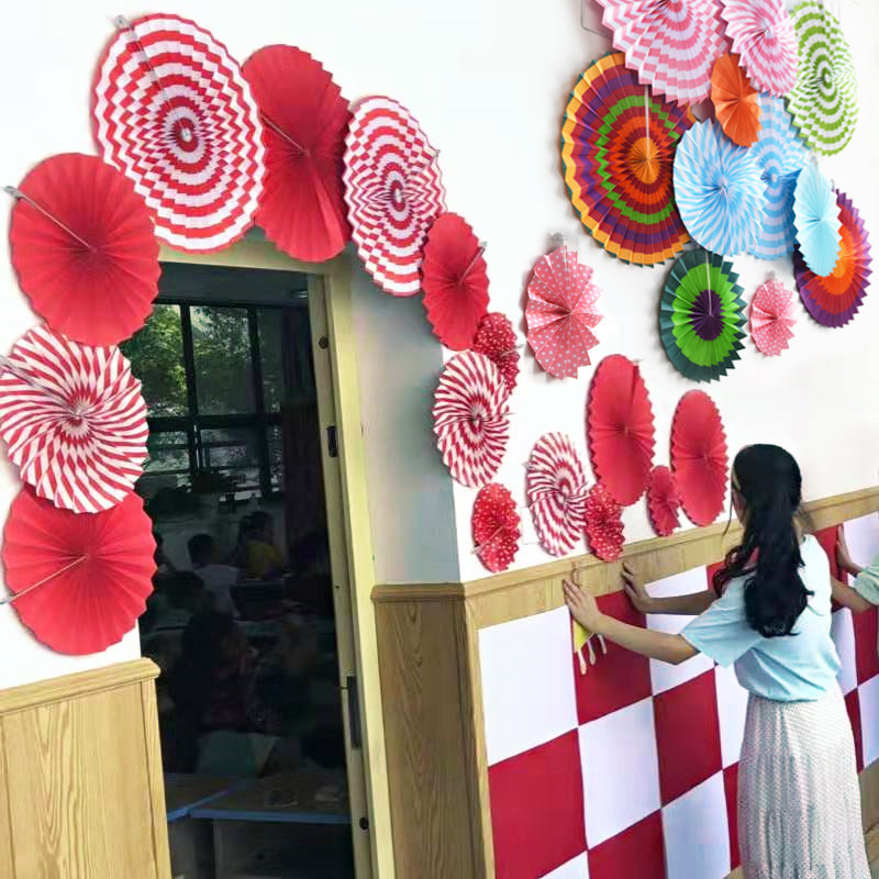 Shop opening Festival decoration Paper fan School shopping mall window decoration Charm Classroom Kindergarten Huanchuang pendant