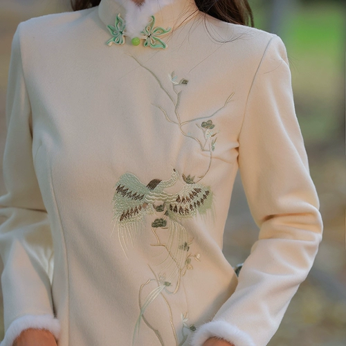 Шерстяное утепленное легкое ципао, демисезонное летнее зимнее свадебное платье, коллекция 2022