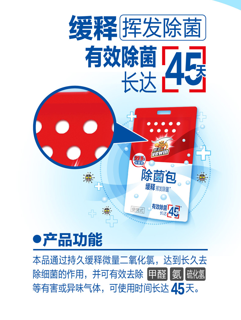 立白 威王 便携除菌卡 除菌包 长效45天释放二氧化氯 图2