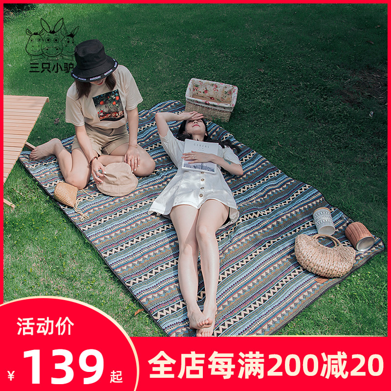 Picnic Mat Anti-Damp Cushion Thickened Field Wild Cooking Outdoor Mat portable waterproof picnic Picnic Cloth Mesh Red Ins Wind