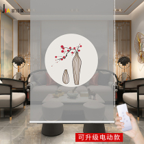 New Chinese custom roller shutter free of perforated Living room curtain shading curtain lifting toilet Hanging waterproof hanging painting screen