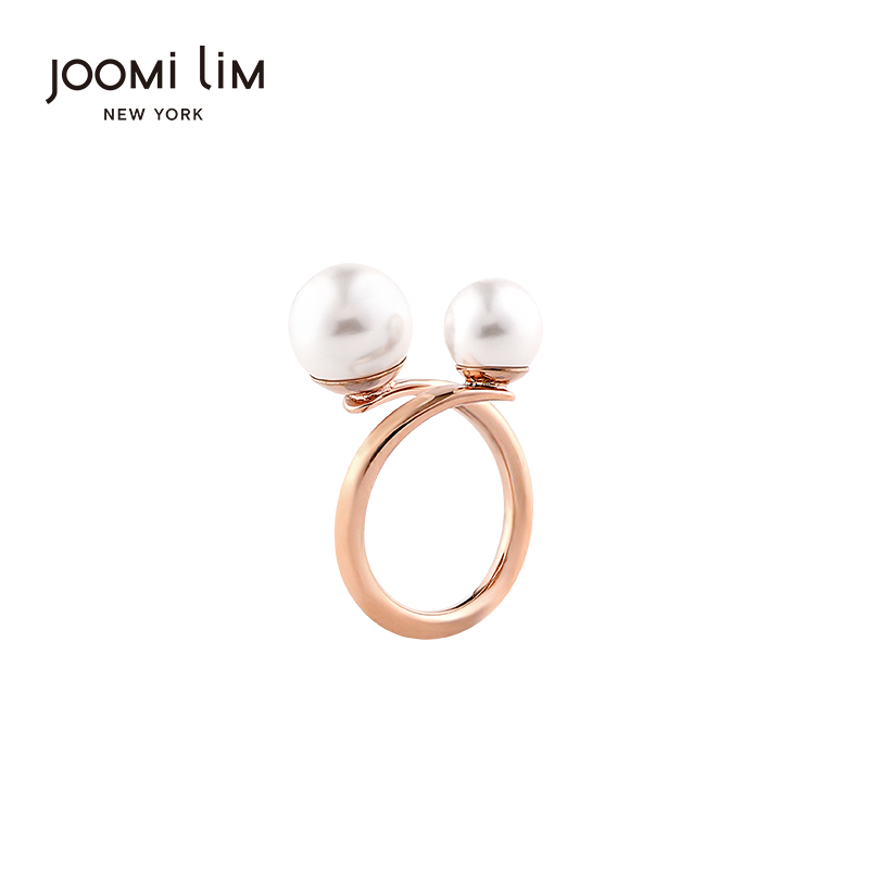 JOOMi LiM Zhumi ring female fashion personality ins tide rose gold interlaced lines pearl niche light luxury