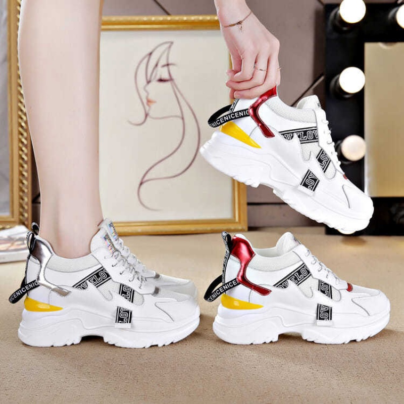 2022 New Daddy Shoes Women Ins Tide Superfire Genuine Leather 100 Hitch Sports Casual Shoes Thick Bottom Inner Heightening Small White Shoes