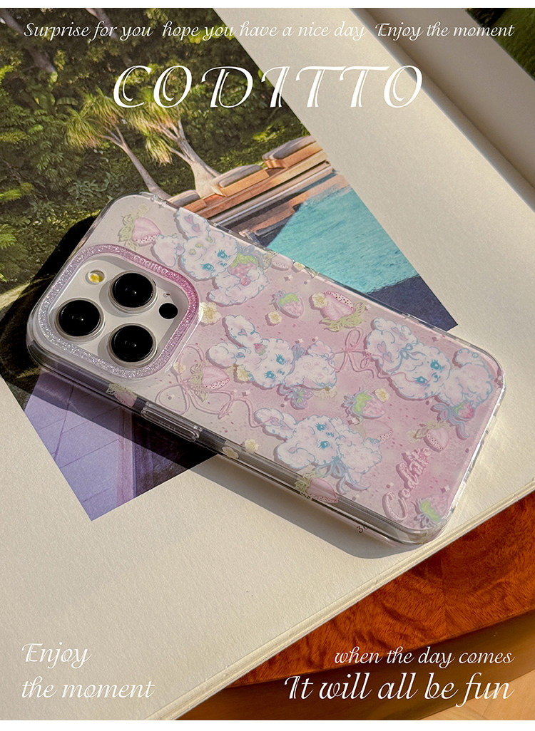 Coditto Phone Case coditto草莓兔兔雙層印花適用iPhone17pro手機殼可愛少女心蘋果16promax15promax創意14pro卡通 ...